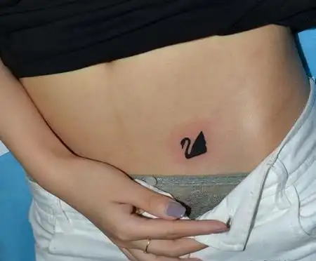 女孩子腹部图腾小天鹅纹身图案