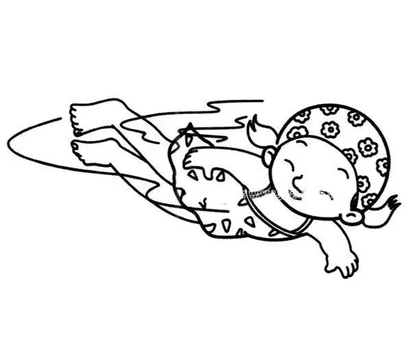 游泳的小女孩_简笔画_ps家园网