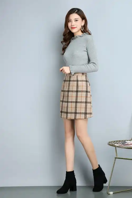 秋季高腰a字裙2018新款格子秋冬季短裙女韩版半身裙显瘦短裙女