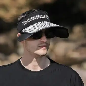 帽子男潮新款太阳帽男士夏季防晒户外鸭舌帽防外线空顶帽遮阳帽黑色可