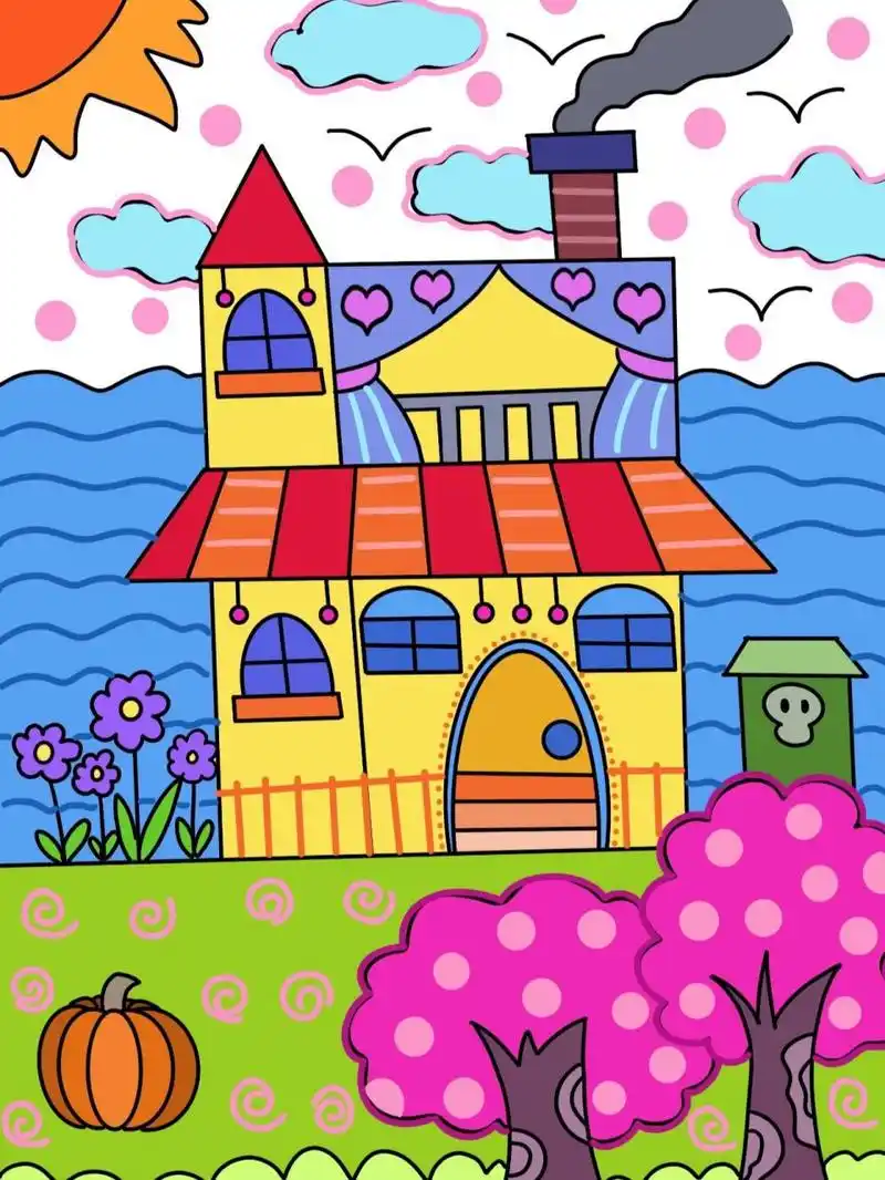 儿童画/《我的小房子》/儿童创意美术 画种:儿童画 年龄:4~6岁儿童