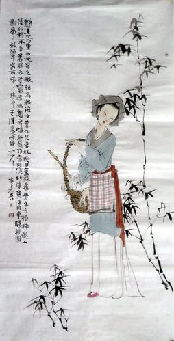 【8墨锦轩】中堂装饰国画纯手绘三尺人物画古代美女图aa1092610