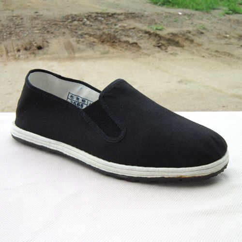 奥路宝男松紧口黑色单鞋78式方口布鞋防滑底橡胶底开车工作鞋4748