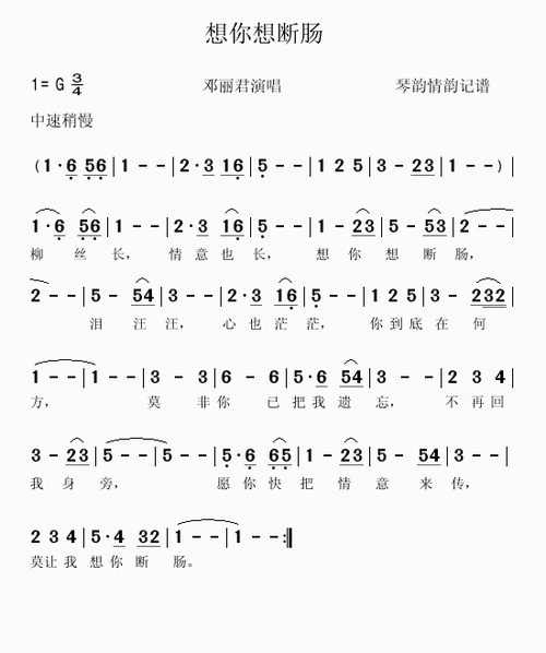 想你想断肠(简谱)_简谱