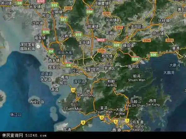 中国广东省深圳市地图(卫星地图)