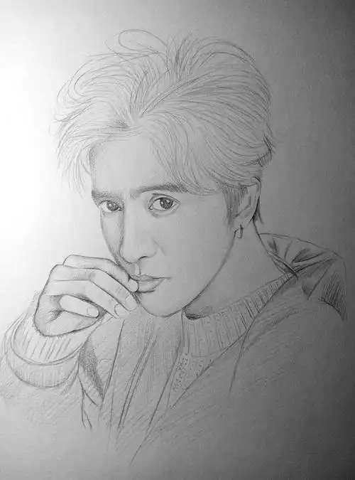 手绘薛之谦彩铅肖像
