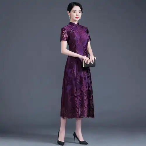 旗袍裙2021新款年轻新娘结婚妈妈装改良高贵喜婆婆婚礼服春夏季女