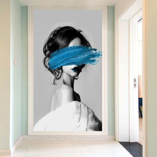 现代简约竖版玄关壁画墙布走廊入户过道艺术人物背景墙壁纸5d墙纸