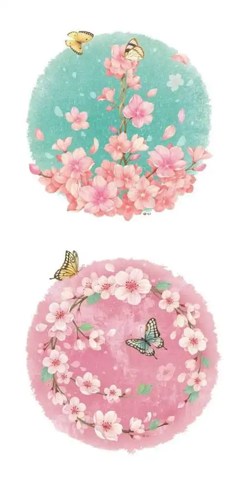 手绘桃花设计元素