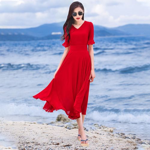 叶余连衣裙女裙子21年夏天女装气质红色裙子2021女夏新款小个子长款大