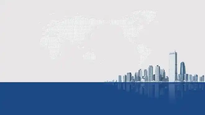 蓝色建筑背景的商务幻灯片背景图片 - 第一ppt