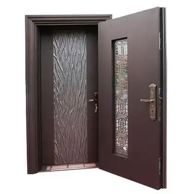 家用铭盾韩式入户双层防盗门电解锌板双色真铜烤漆进户门