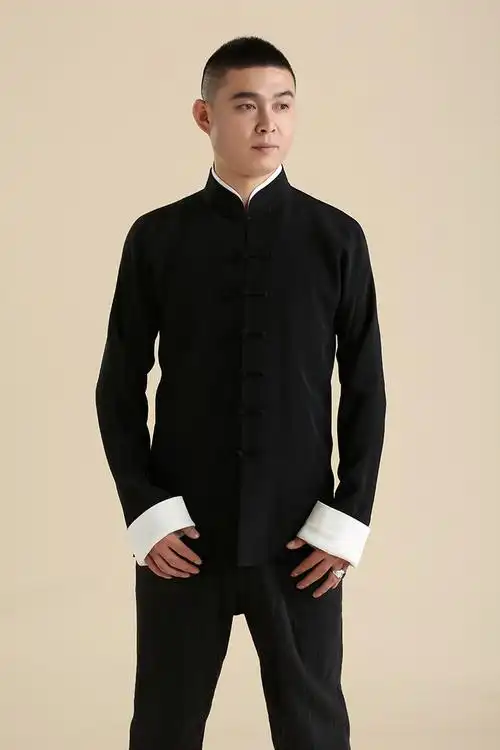 黑色撞色外翻袖中式唐装 gc1401201001