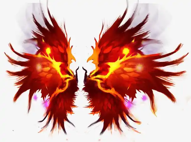 红色炫酷翅膀装饰元素