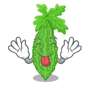 卡通苦瓜苦瓜舌伸出苦瓜卡通矢量插图照片