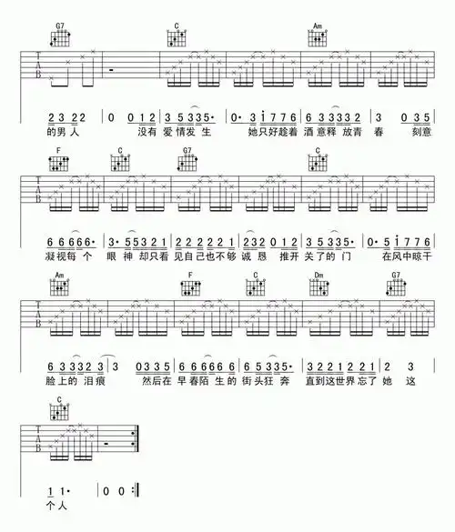 失踪吉他谱林忆莲c调图片谱完整版