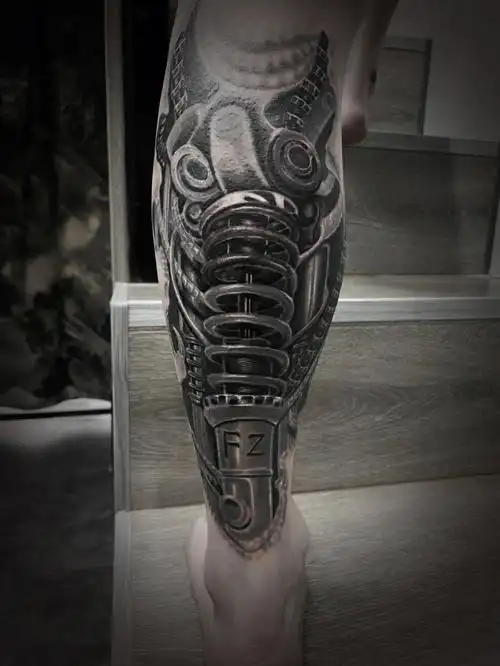 机械腿纹身