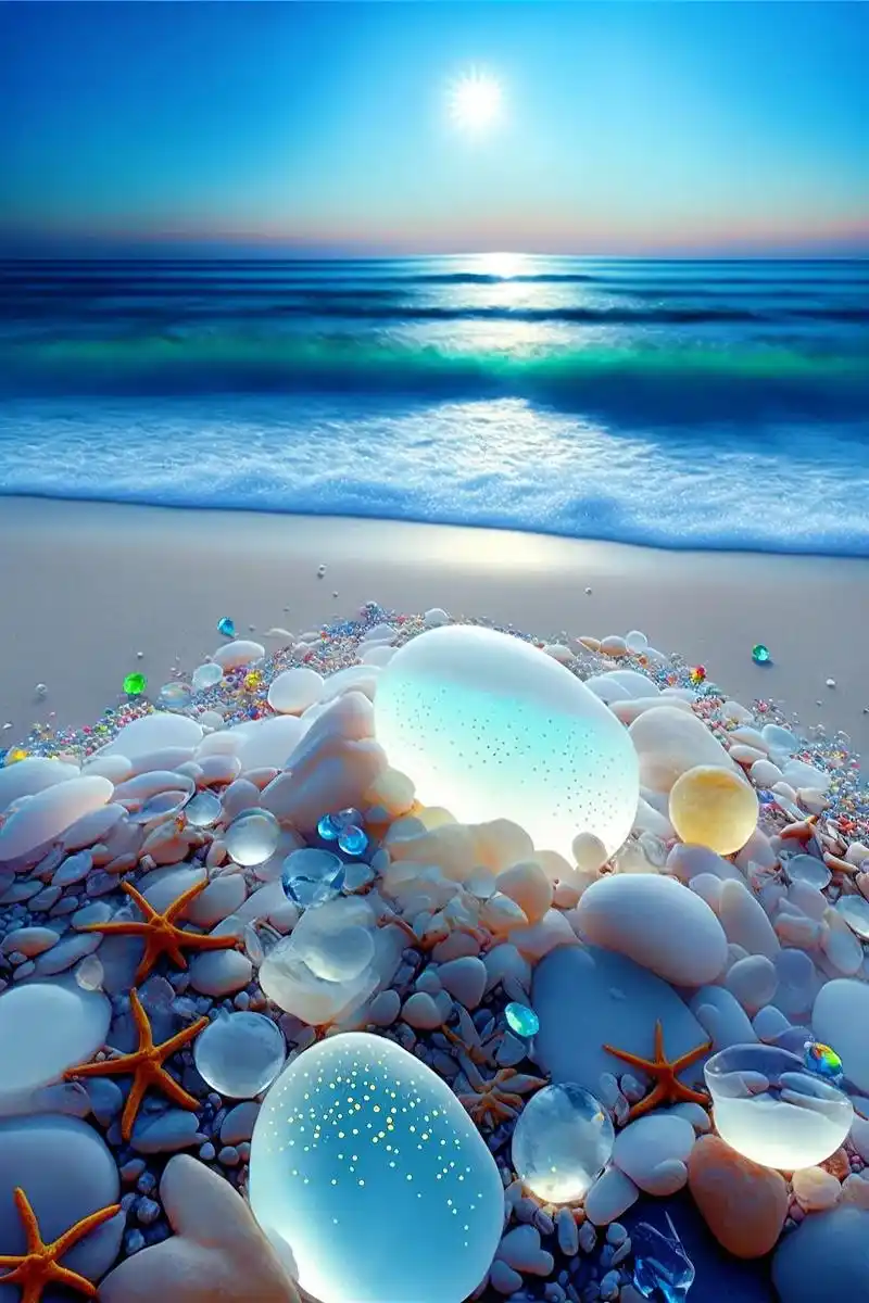 美丽的沙滩水晶石!#图文伙伴计划 #高清壁纸 #ai绘画 # - 抖音