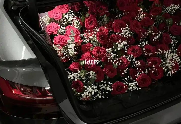 我有一车的玫瑰后备箱花束