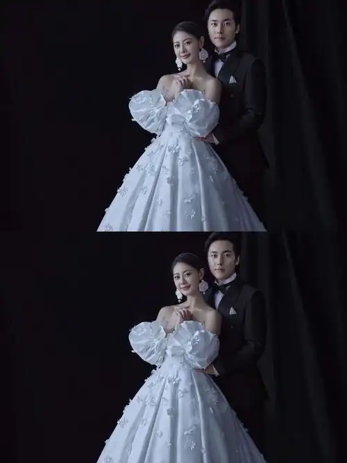 纯黑主纱婚纱照每一张布满繁花堆砌的高级