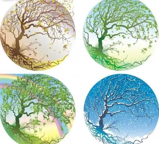 春夏秋冬四季插画矢量素材图片