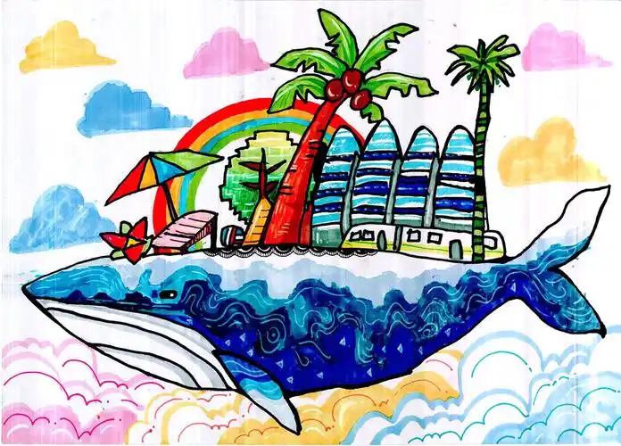 绿色三亚 我的家乡美丽的三亚儿童画作品 - 智慧妈咪网