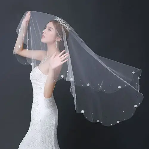 新款清新新简约新娘头纱短款多场合适用头唯美头纱