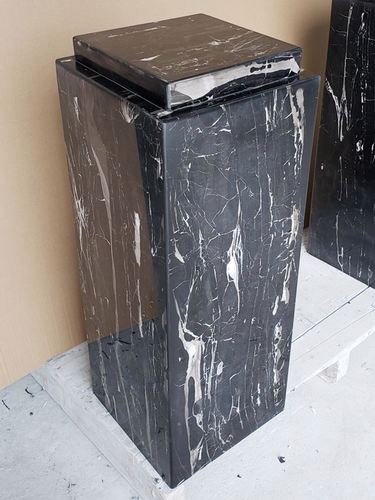 天然石材古木纹大理石底座 装饰艺术品配饰银白龙摆台展示基座