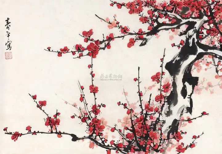 1274 红梅 镜心 设色纸本