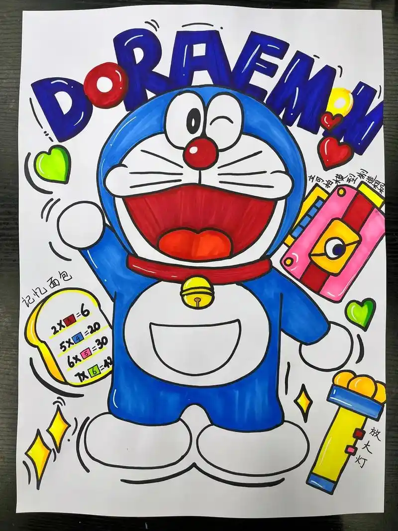 线描绘画《哆啦a梦》步骤图