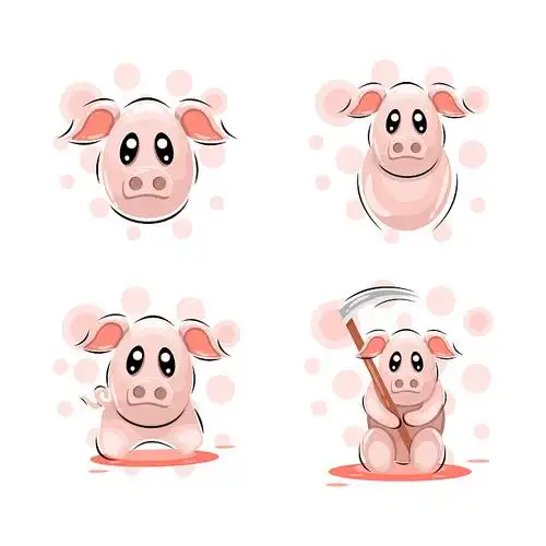 可爱的卡通猪