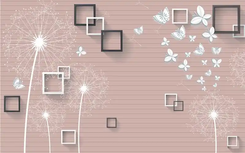 手绘蒲公英蝴蝶粉色背景墙图片设计素材-高清psd模板下载(29.