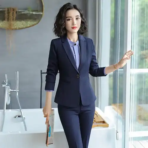 岚心云 职业套装女2019新款秋装时尚长袖酒店前台经理工作服女装正装