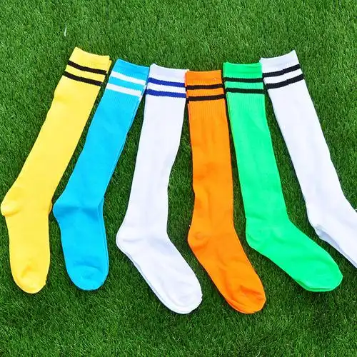 特价厂家直销全棉儿童足球袜 现货2条纹多色运动袜长筒袜足球袜子