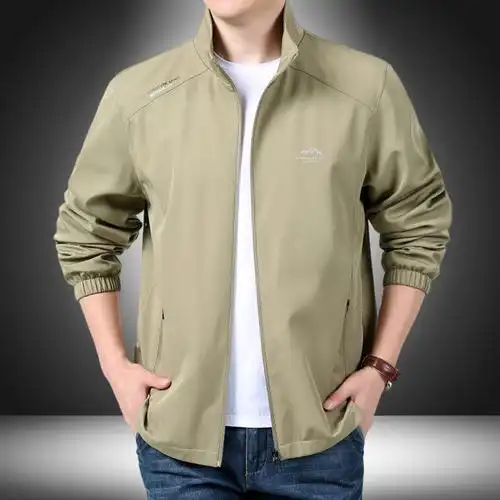 爸爸立领外套春秋装2024新款中年男士商务休闲宽松夹克衫百搭外衣