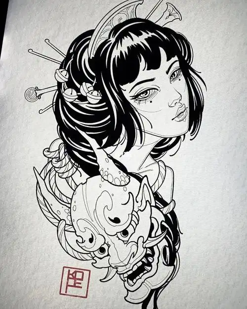 艺妓纹身手稿