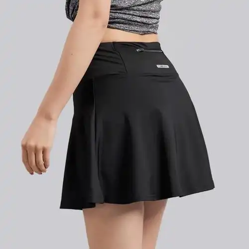 运动裙裤女高腰网球短裙拉链口袋裤裙健身大码跑步透气速干半身裙