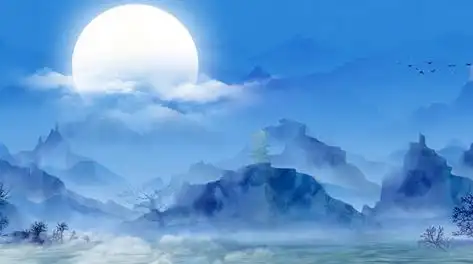 原创中国风中秋节蓝色水墨视频背景ae模板