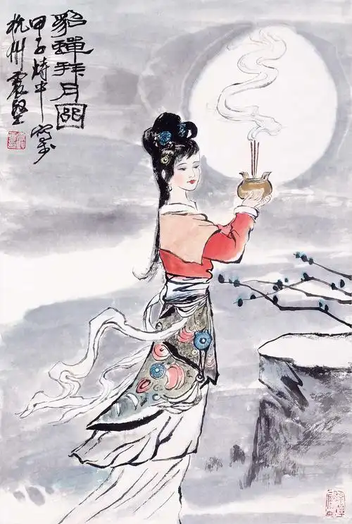 李震坚 貂蝉拜月图