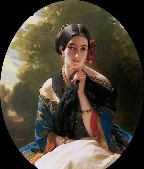 19世纪中期德国学院艺术派的古典主义绘画大师温特·哈尔特人物肖像