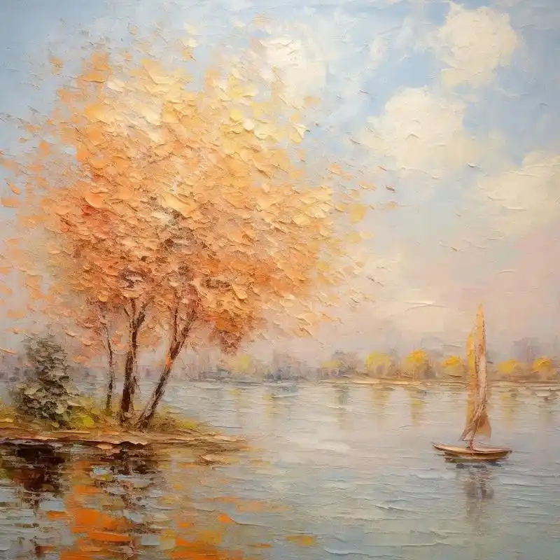 莫奈 风油画——塞纳河上的秋天.前面五张画我做了厚涂处理,后 - 抖音