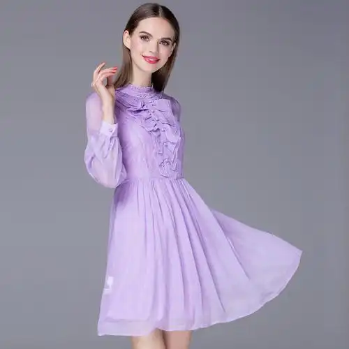 olisi紫色蕾丝连衣裙