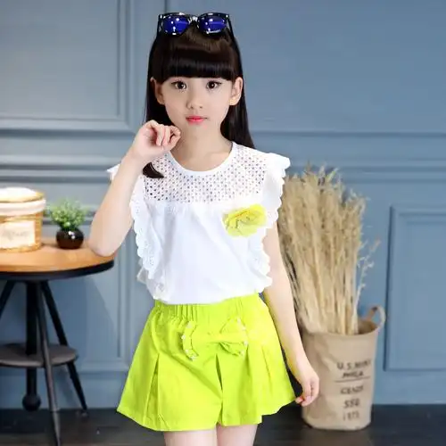 女童装夏季套装2018新款3岁女孩短袖裤子儿童9中大童两件套夏天潮