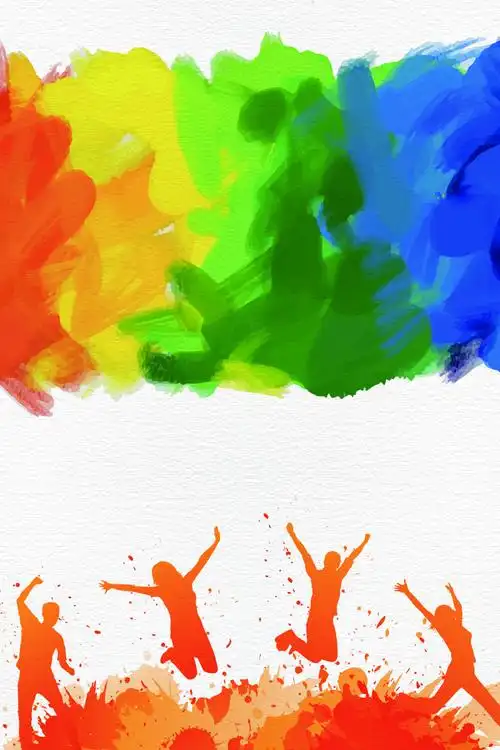 炫彩青春跳跃海报背景设计模板素材