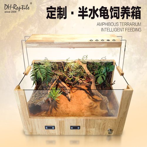 定制2安缘龟别墅一拉排水黄缘闭壳龟景观缸乌龟智能饲养箱