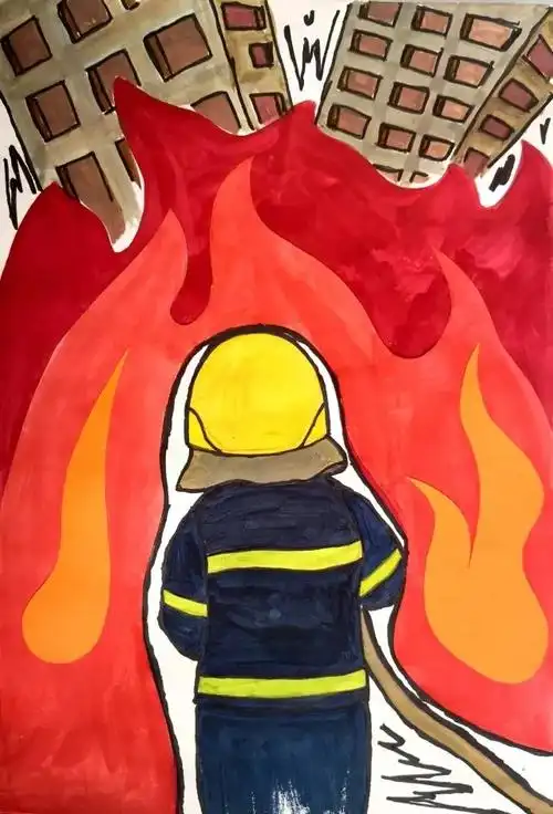 幼儿园消防主题绘画优秀作品8张 - 智慧妈咪网