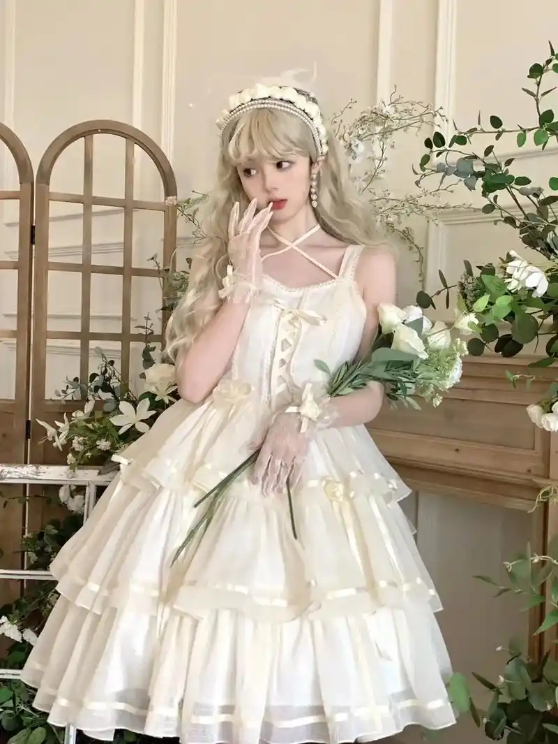 lo裙安利 #lolita #花嫁 159r春日玫瑰三段大 - 抖音