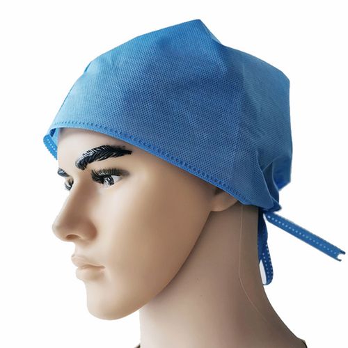 8一次性无纺布帽防尘帽圆帽头套条形天蓝色网帽子白色通用地摊货源已