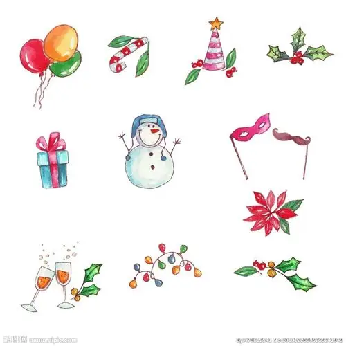 手绘新年徽章矢量素材设计图__节日庆祝_文化艺术_设计图库_昵图网