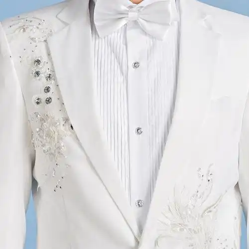 歌手演出服男青年修身帅气婚礼宴会男士礼服主持人晚会中国风正装